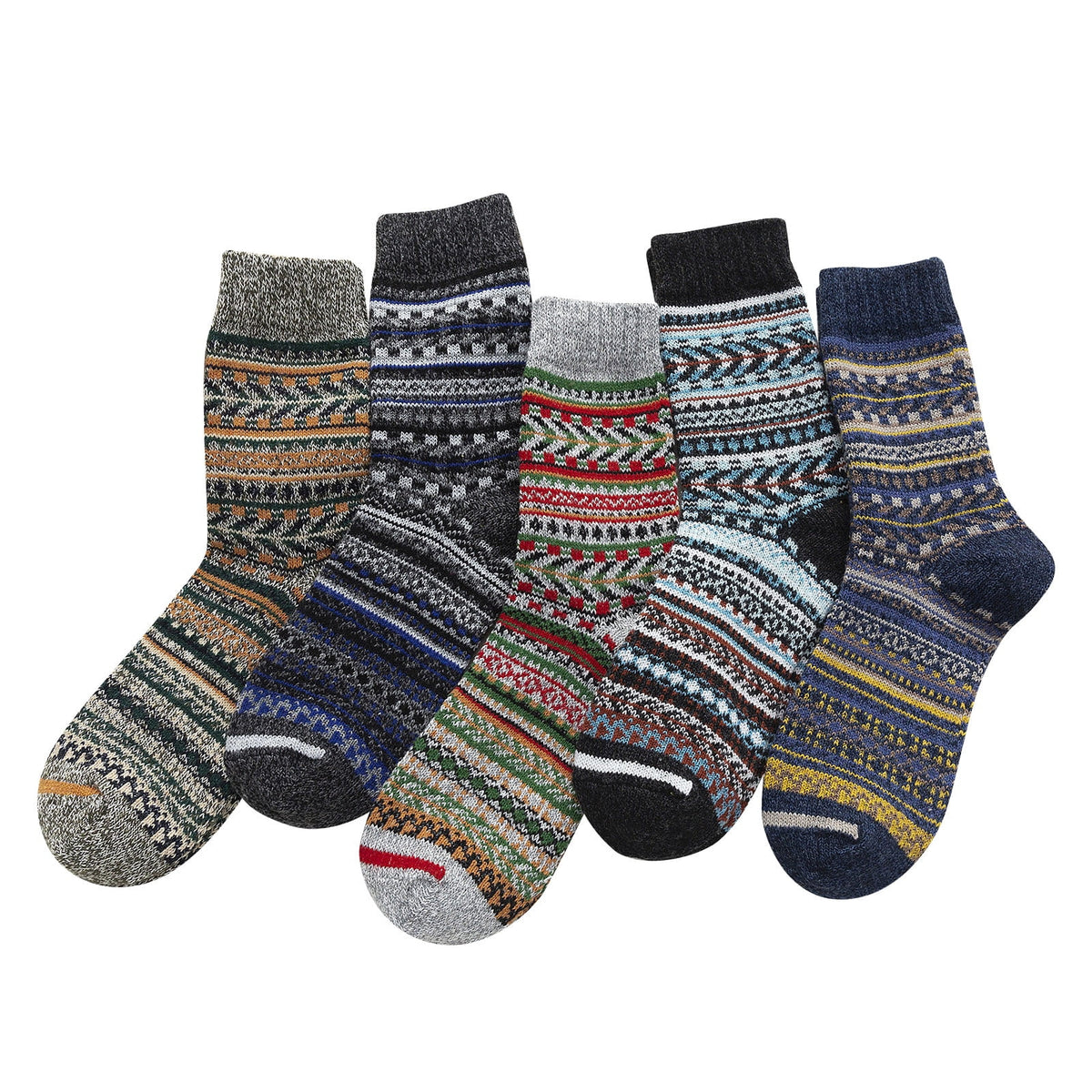 YESIMOLA Socks Womens Wool Socks Warm Thick Winter Warm Boots Cozy Cabin Crew Ladies Socks 5 Pack Socks for Women Ankle High One Size A