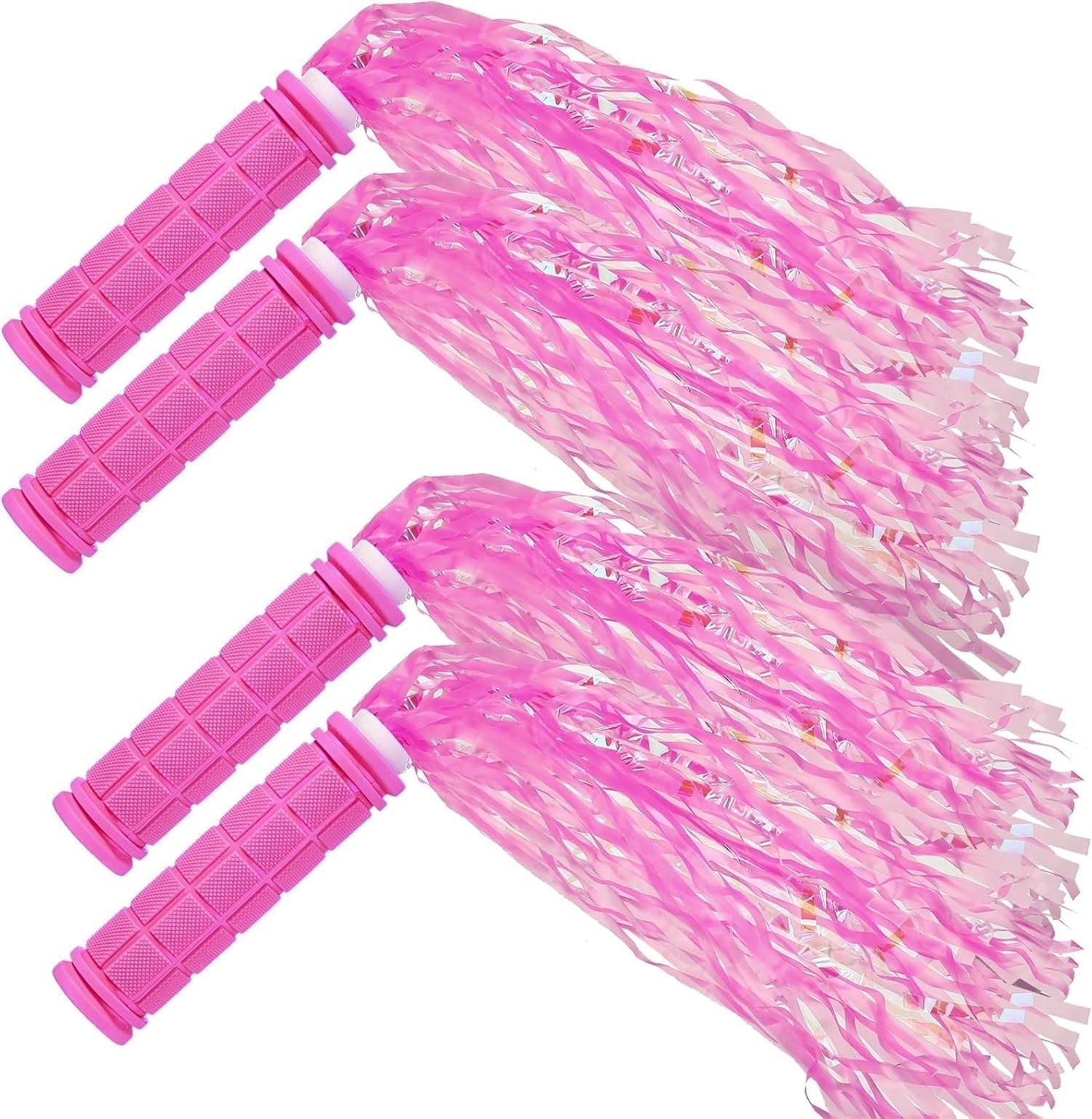 4Pcs Pink Bike Streamers,Non-Slip Bicycle Handlebar Grips Cover,Durable Cycling Replacement Parts with Tassel Ribbon for Bicycle Pink