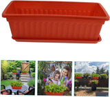 1Pcs Rectangle Planter Box,17.3x7.5x5.5In Watering Plant Container with Drainage Hole,Red Plastic Planters Box for Porch,Yard