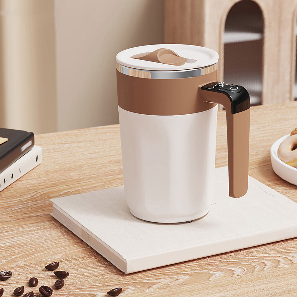 400 ML self stirring coffee mug self heating coffee Cup Fully Automatic Rechargeable Magnetic Mixing Cup with Touch-Sensitive Temperature Display for Stirring Coffee, Etc 400 mL Green