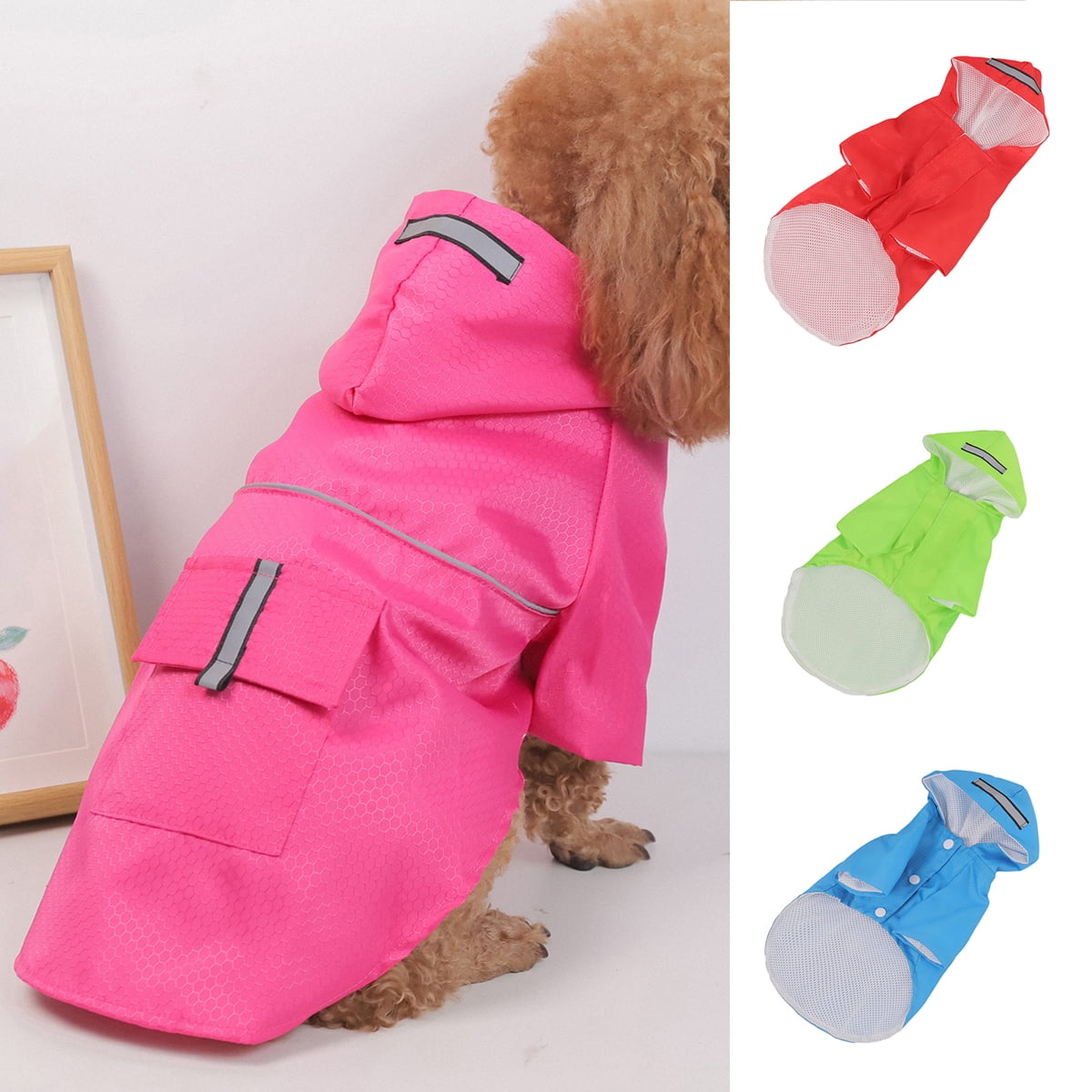 Travelwant Waterproof Reflective Dog Raincoat- Adjustable Pet Jacket, Lightweight Dog Hooded Slicker Poncho for Small to X- Large Dogs and Puppies XL Green