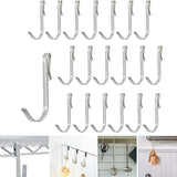 Tutuviw 20 Pcs 2.4in Long J-Hook for Wire Shelving, Wire Rack Hook, Stainless Steel Hanger Clip-on Hooks, Hanging Sink Grid Hook, Heavy Duty Utility Hooks for Kitchen Bedroom Office, Silver White