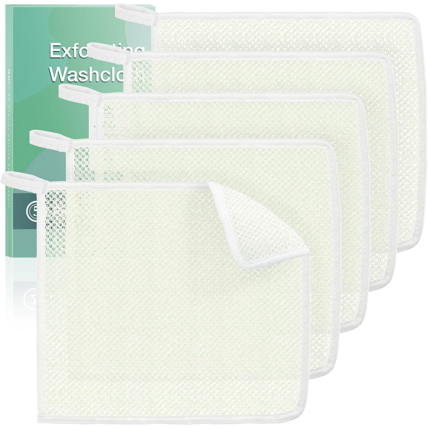 Exfoliating Washcloths,African Exfoliating Net,Reusable African Net Sponge,8.7x10.2In Beige Mutilfunction Wash Cloth for Face and Body Beige