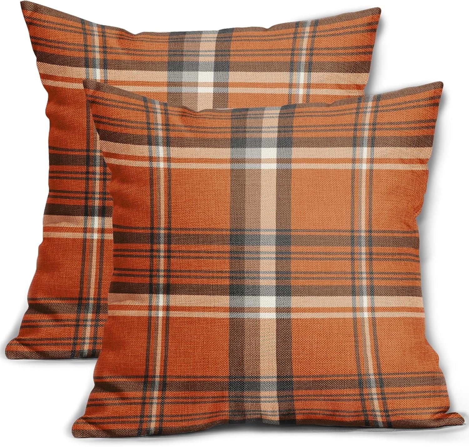 Fall Plaid Pillow Covers 18x18 Set of 2 Burnt Orange Blue Buffalo Plaid Tartan Print Autumn Colored Decorative Outdoor Pillowcases Farmhouse Rustic Throw Cushion Case Decor for Home Couch Sofa Bed 18x18 2pcs Blue Green Red