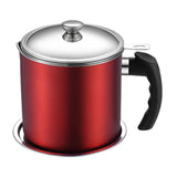 Pot Fats Storage With Lid, Grease Container With Strainer, Stainless Steel Oil Storage Container with Fine Mesh Strainer Dustproofs, Leakproof Oil Storage Container Grease Keepers with Handle Silver