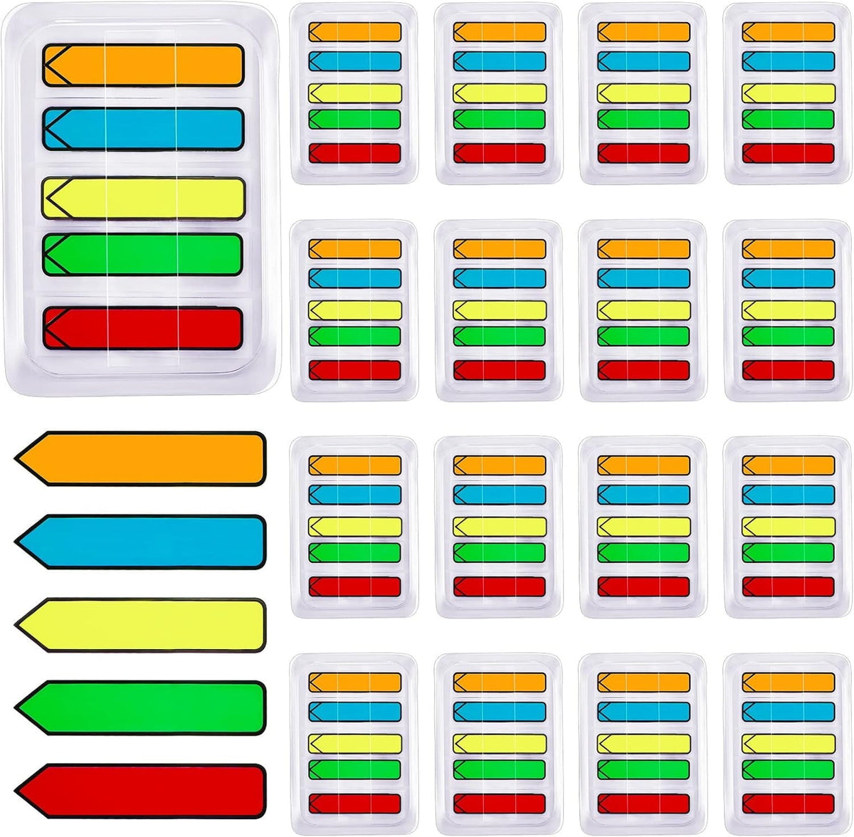 6 Packs/600Pcs Arrow Flags Arrow Tabs,5 Colors Sticky Flags Arrow Sticky Notes,Sign Stickers,Message Flags for Office,Notebook,Annotating,Books,Notary,Books(Multicolor)