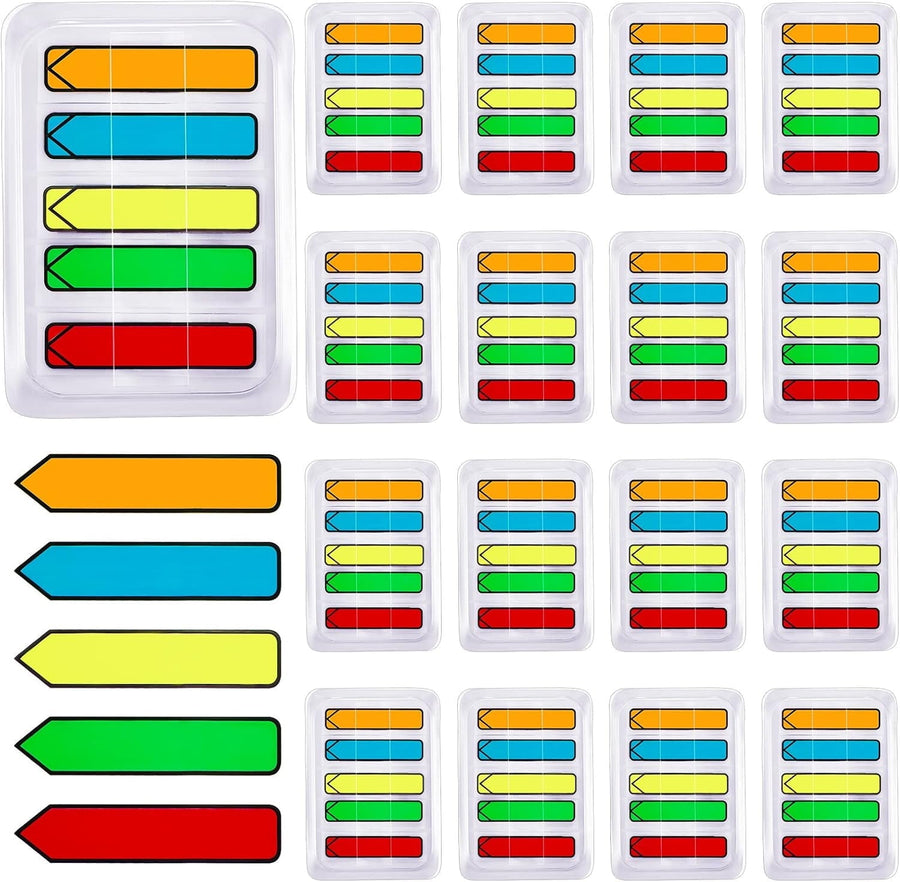 6 Packs/600Pcs Arrow Flags Arrow Tabs,5 Colors Sticky Flags Arrow Sticky Notes,Sign Stickers,Message Flags for Office,Notebook,Annotating,Books,Notary,Books(Multicolor)