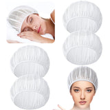 QZS 4 Pcs Mesh Sleep Bonnets,Breathable Shower Caps,Hair Nets Caps for Women,Reusable Multi-color Night Bonnets for Shower,Sleeping,Washing Face White