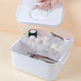 Portable Nail Polish Carrying Box, Plastic Storage Bins with Removable Tray and Lids, Crafts Organizers and Storage Clear Container with Handle, Travel Box Holders for Art Crafts and Cosmetic White