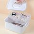 Portable Nail Polish Carrying Box, Plastic Storage Bins with Removable Tray and Lids, Crafts Organizers and Storage Clear Container with Handle, Travel Box Holders for Art Crafts and Cosmetic White