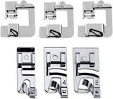 6 Sizes Rolled Hem Presser Foot, Wide Rolled Hem Foot Set & Narrow Hemmer Foot Set for All Low Shank Snap-On Singer, Brother, Babylock, Euro-Pro, Janome, Kenmore, White, Elna S