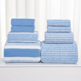 Clearance 8 Pack Plush Absorbent 100% Cotton Bath Towel Set, 2 Bath Towels 4 Hand Towels 2 Washcloths, Luxury 8 Piece Towel Set for Bathroom SPA Gym, Family Bath Towel Set Blue