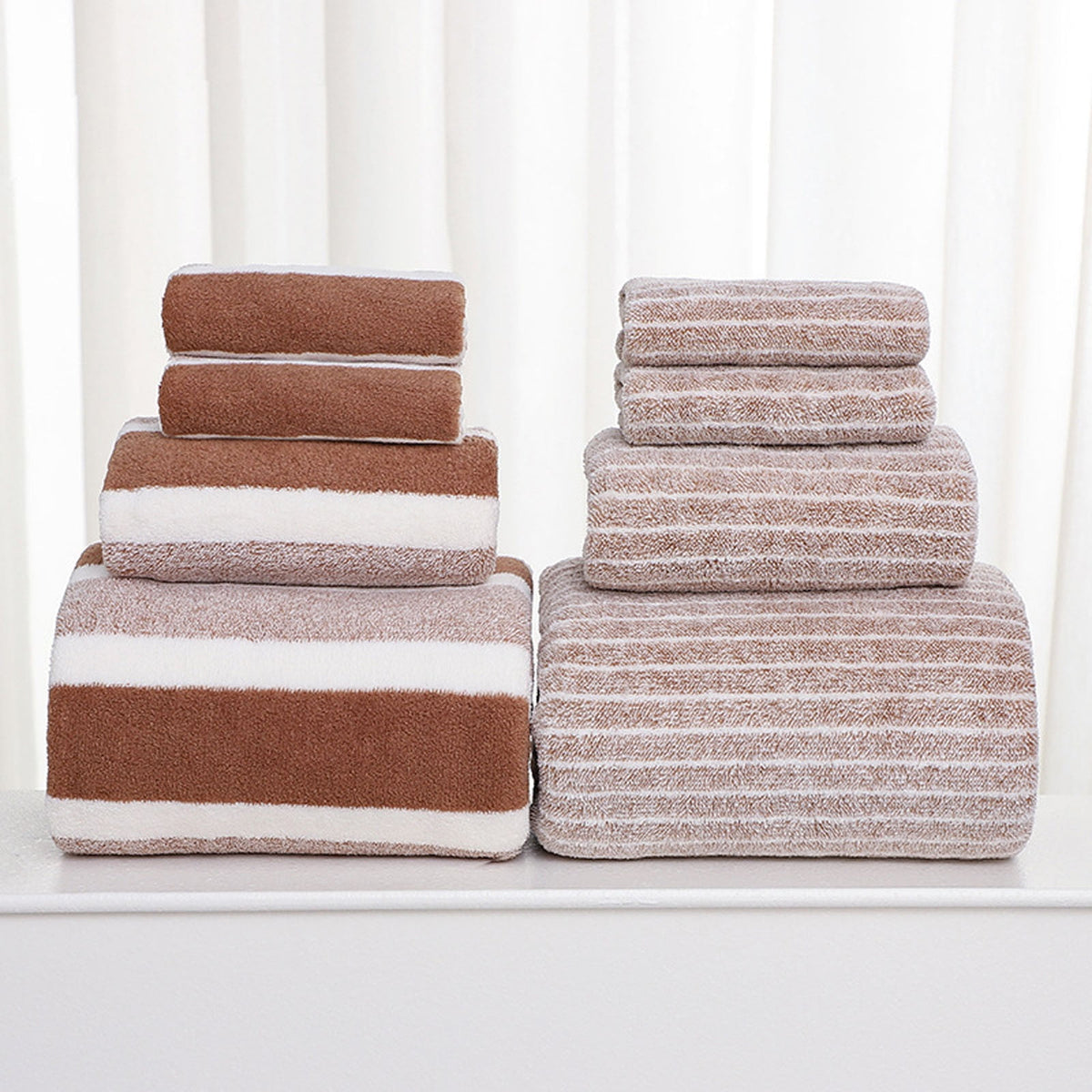 Clearance 8 Pack Plush Absorbent 100% Cotton Bath Towel Set, 2 Bath Towels 4 Hand Towels 2 Washcloths, Luxury 8 Piece Towel Set for Bathroom SPA Gym, Family Bath Towel Set Coffee