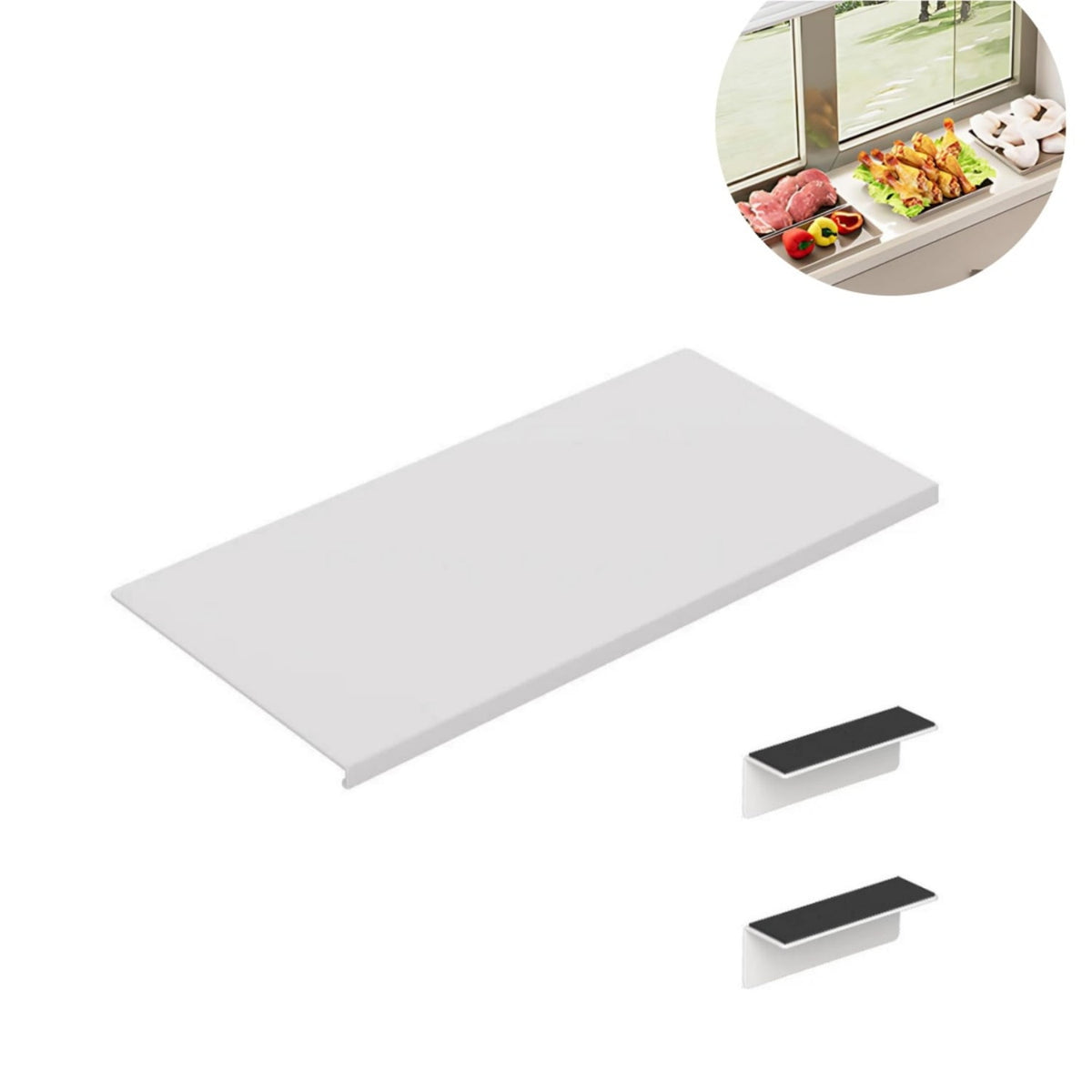 QZS Carbon Steel Countertop Board,15.75x7.9In Countertop Extension Board with Magnetic Base,1Pc No punching Window Sill Extender Plate for Office Bathroom 15.75" x 7.9"