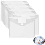 Tutuviw 12Pcs Binder Pockets for 2/3/4 Ring,11 Holes Binder Folders,Clear Document Folders,A4 Size Clear Document Envelopes,Snap Button Pouch with Label for Home Work Organization White