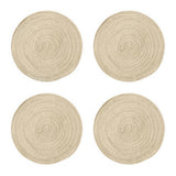 Round Placemats Set of 4, Cotton Woven Placemat Heat-Resistant Non-Slip Washable Table Mats for Dining Table 14 Inch, Blue Gold