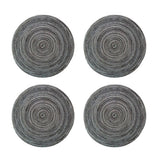 Round Placemats Set of 4, Cotton Woven Placemat Heat-Resistant Non-Slip Washable Table Mats for Dining Table 14 Inch, Blue Gray