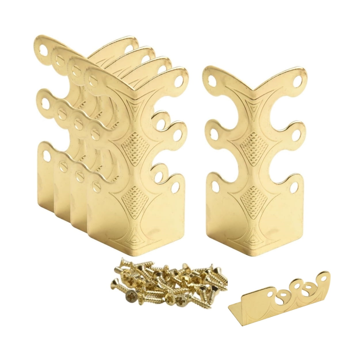 QZS Gold Vintage Metal Corner Protectors,Durable Table Edge Cover for Home,1.9x1In Portable Board Corner Protectors for Table(Pack of 6) Gold