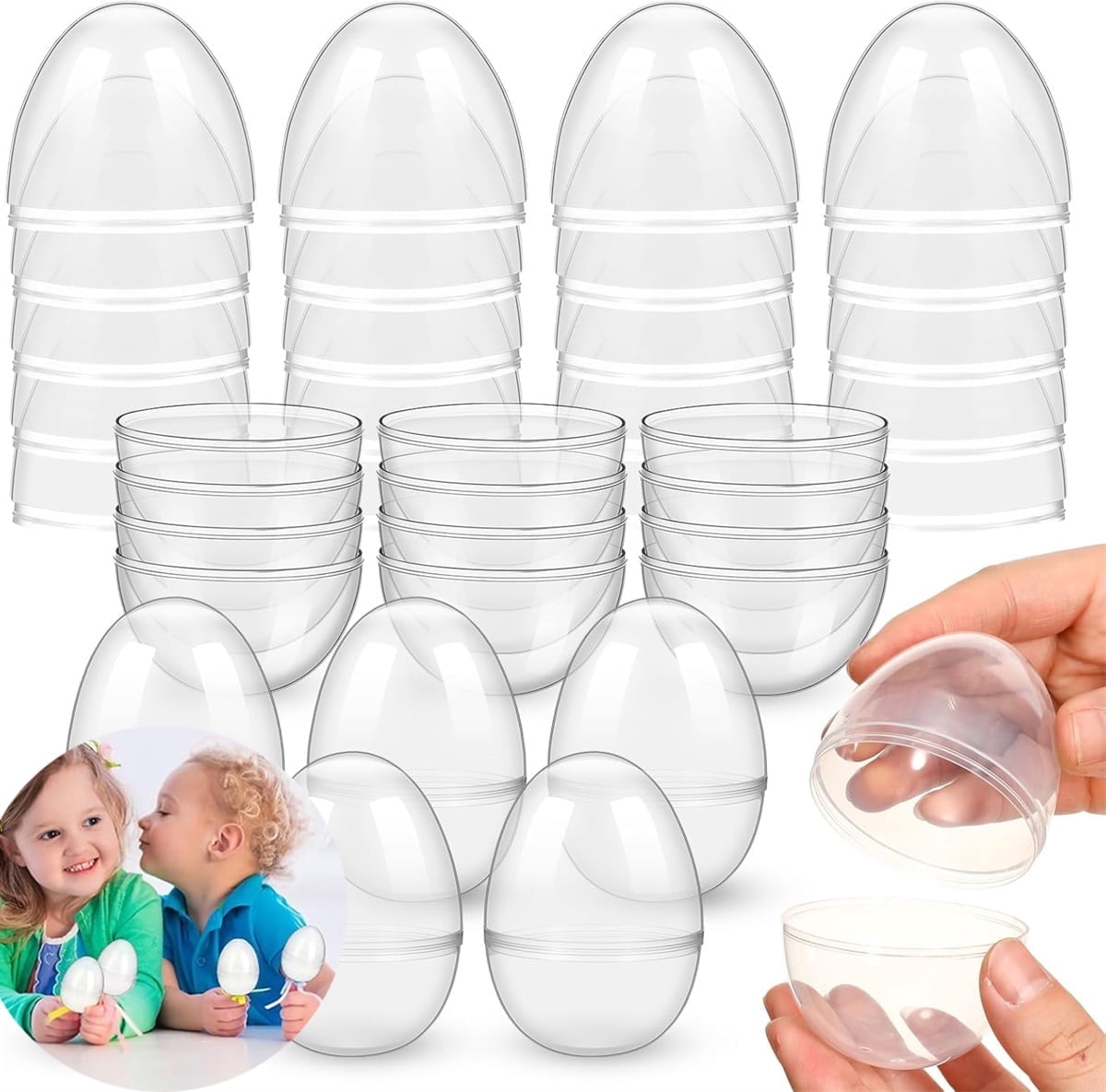 Tutuviw 20Pcs Small Translucent Fillable Easter Egg,Plastic Clear Easter Eggs, 3.5 Inch Empty Eggs Bulk for Easter Theme Party Favor Basket Stuffers,Bulk Easter Toy for Filling Candy,Party Favor