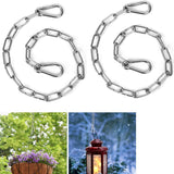 Tutuviw Stainless Steel Link Chain,2PCs Stainless Steel Link Heavy Duty Coil Chain with 4 Carabiner, Hanging Safety Chains for Swing Plants Anti-Theft Pet Dog Anchor Fence Towing Chain Link