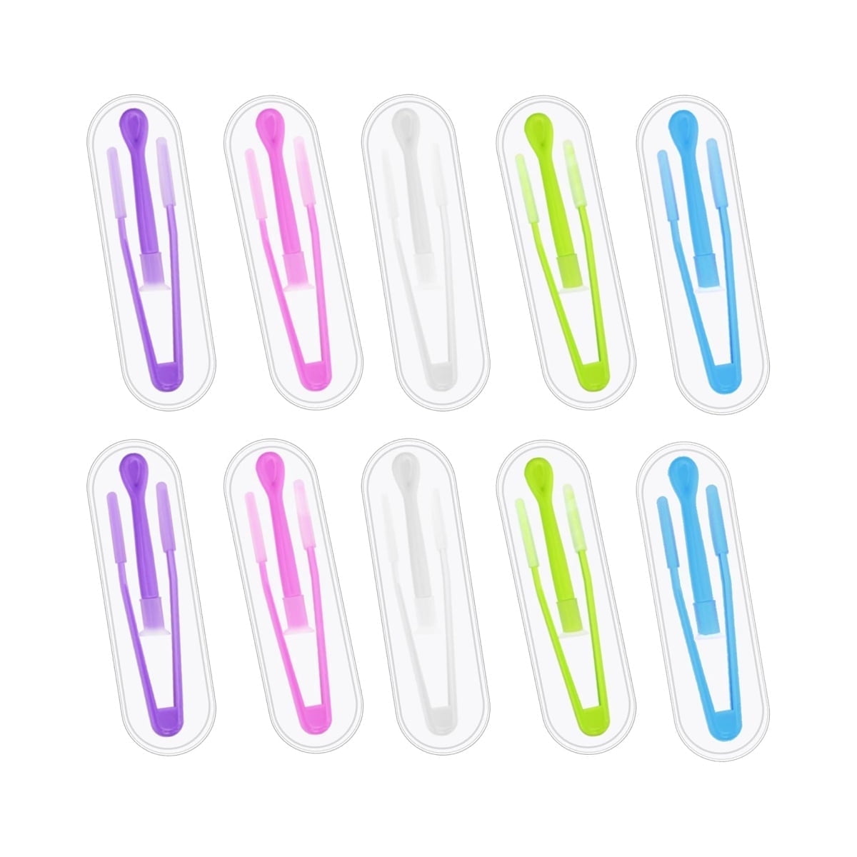 10Pack Portable Soft Contact Lens Remover Tool,QZS Contact Applicator & Inserter with Tip,Includes Tweezers & Soft Scoop for Home & Travel