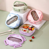 Aespoir Lunch Box, Toddler Lunch Box, Leak-Proof, Four-Sided Clasp for School,Camping,Travel, 7.5x7.5x3 In,Purple Green