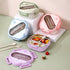 Aespoir Lunch Box, Toddler Lunch Box, Leak-Proof, Four-Sided Clasp for School,Camping,Travel, 7.5x7.5x3 In,Purple Green