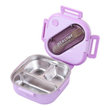 Aespoir Lunch Box, Toddler Lunch Box, Leak-Proof, Four-Sided Clasp for School,Camping,Travel, 7.5x7.5x3 In Purple