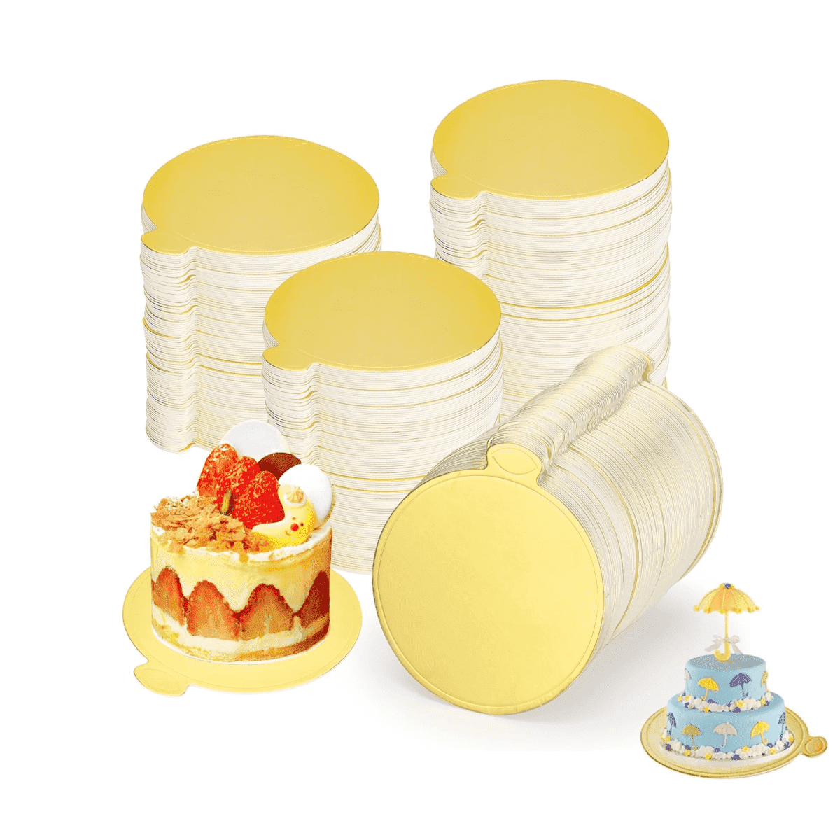 Gold Round Cake Base,Set of 50 Durable Round Mini Dessert Boards,QZS Portable Mousse Base,Mousse Paper Board,Cupcake Trays for Dessert Display.3.2In 3.2" x 3.2"
