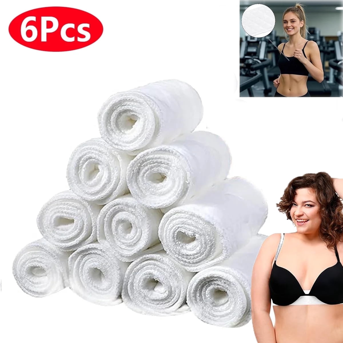 Tutuviw 3 Pcs 3-Layer Bra Liners to Absorb Sweat,Cotton Bra Liners,Rectangle Under Bra Pads,Under Breasts Under Bra Sweat Liners,Washable Cotton Breast Pads for Women Sweating Supplies(17x3in)