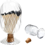 Empty Glass Helix Spiral Cloche Jar,Tutuviw Helix Shaped Glass Matches Cloche Decorative,Clear Decorative Match Holder Jar with Cork Stopper for Candle Display,Holds Cotton Swabs,Toothpicks