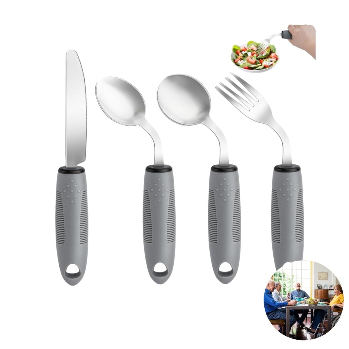 Special Supplies Adaptive Utensils,QZS Parkinsons Utensils for Tremors and Parkinsons Patients,Easy Grip Weighted Silverware for Hand Tremors