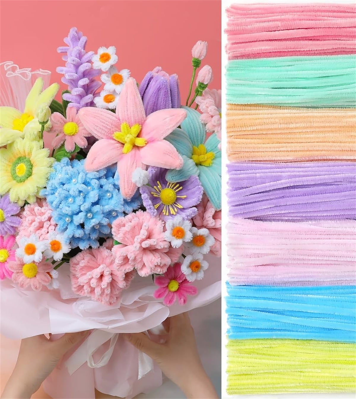 Thick Pipe Cleaners Craft Supplies,Tutuviw 200 Pcs 12" Macaron Color Pipe Cleaner Crafts,Assortment Pastel Chenille Stems,Craft Supplies Bulk for Art Projects Creative DIY Decorations(Candy Color)
