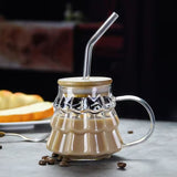 Christmas Tree Coffee Mug, 350ml Tree-shaped Clear Glass Coffee Mug with Handle for Ice Americano, Tea, Milk, Creative Christmas Gift for Colleagues, Friends(1*Cup, with Lid & Straw) Clear