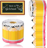 Tutuviw 1 Roll Bulletin Board Borders,59 ft Pencil Paper Die Cut Cutouts Borders Trims,Bulletin Board Decor with Pencil Patterns,Pencil Classroom Bulletin Border Roll for Display Wall Blackboard Decor