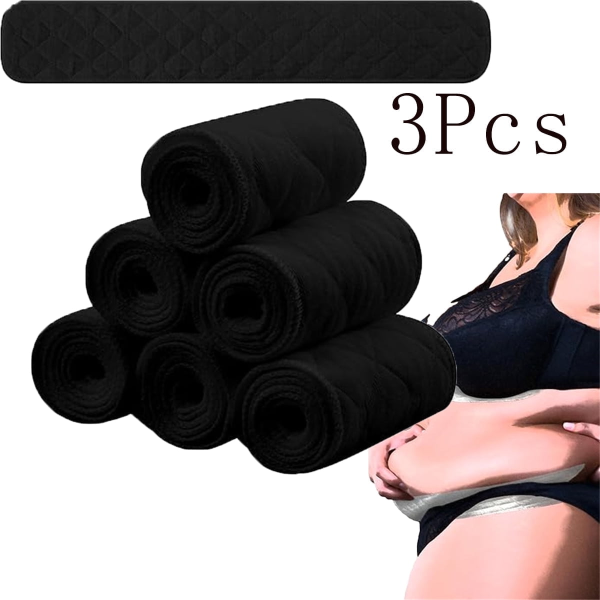 Tutuviw 6 Pcs Bra Liners for Sweat,18x3 Inch 3 Layer Rectangle Cotton Under Breasts Pads for Women Absorb Sweating,Washable Bra Liners to Absorb Sweat for Women Sweating Supplies(Nude) Black