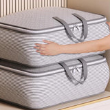 Heavy Duty Storage with Reinforced Handles, Extra Large Storage Bags, Clothes Tote Bag, Thickened Double Zipper, Space Saving Travel, Collapsible and Space-Saving, Full Opening Design (Medium Size) Gray