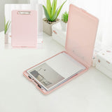 Clipboard with Storage File Box, Foldable A4 Large Capacity Clip Boards Folder, Plastic Clipboard with Pen Holder for Office Supplies(Mint Green) Pink