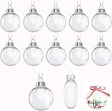 Tutuviw 12 Pcs Flat Round Paintable Clear Christmas Bulbs 2.4" Plastic Flat Fillable Christmas Ornaments Balls for Customized Holiday Decor,Clear Plastic Ornaments Ball for Xmas DIY Fillable Ornament