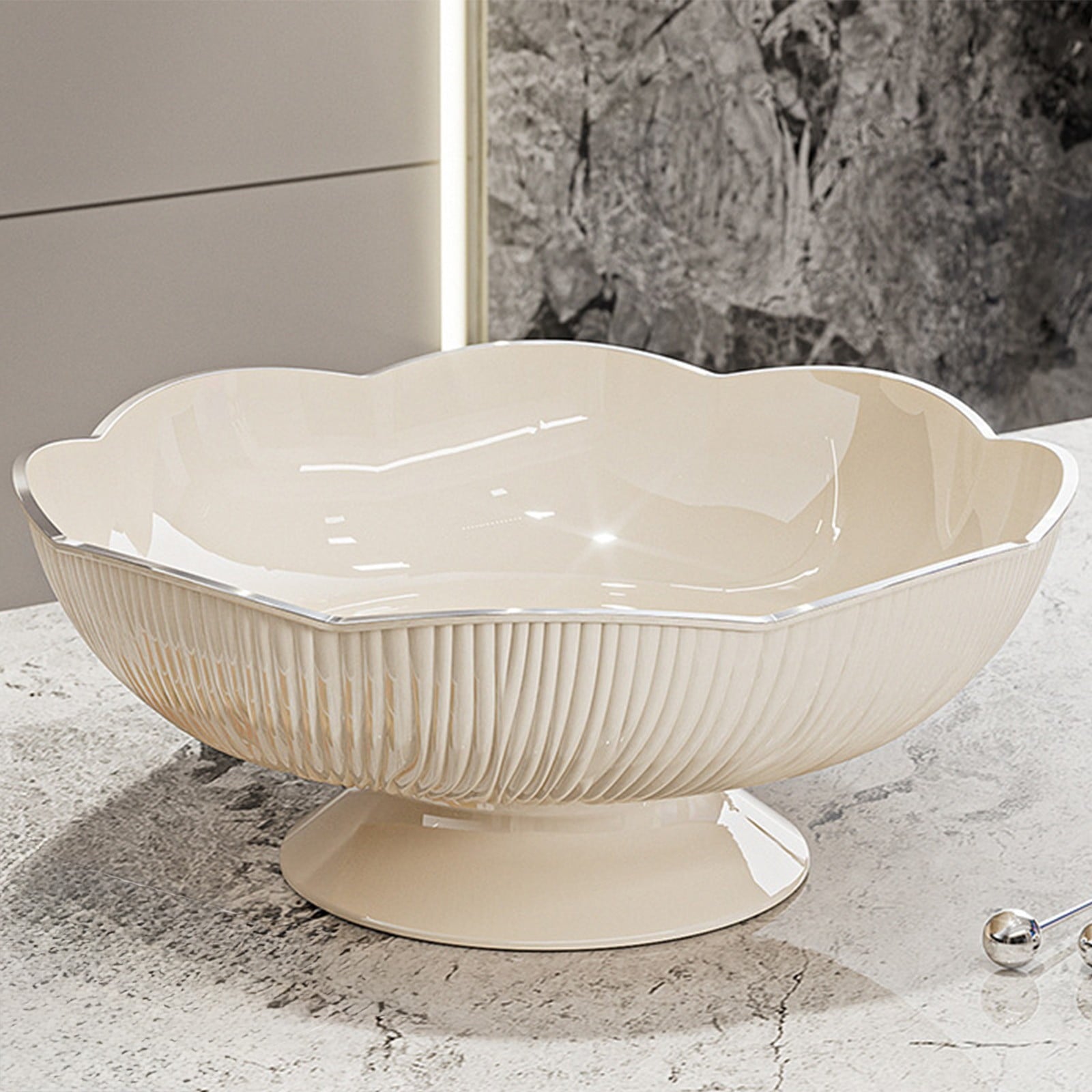 Ceramic Fruit Bowl for Kitchen Counter, Lights Pitches Fruit Plates, Decorative Bowl, Pedestal Bowl, Footed Bowl, Modern Fruit Bowl, Large Fruit Bowl, Home Decorative Bowls White