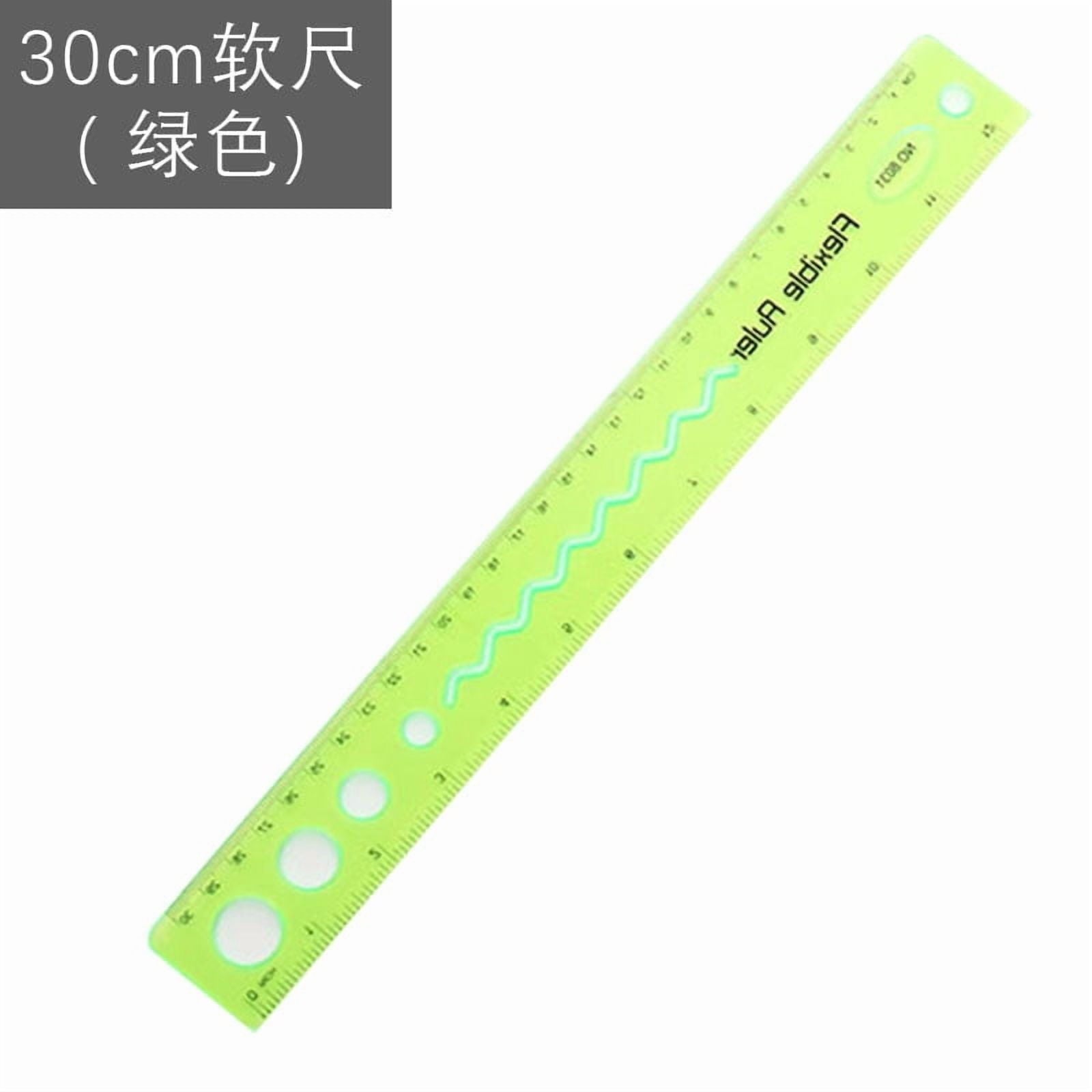 30cm/12inch Flexible Ruler, Rubber Plastic Ruler, Foldable Ruler Folding Soft Plastic Ruler, Shatterproof Straight Measuring Tools for Office Family Supplies(Blue) Green