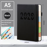 2026 Weekly Planner Notebook, Daily Planner Hardcover Calendar with Tabs and Pen Strap, 200 Pages Journaling Notebooks Daily Time Management Plan for Office Work(Purple) Black