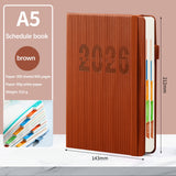 2026 Weekly Planner Notebook, Daily Planner Hardcover Calendar with Tabs and Pen Strap, 200 Pages Journaling Notebooks Daily Time Management Plan for Office Work(Purple) Brown