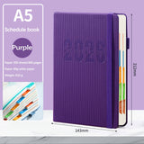 2026 Weekly Planner Notebook, Daily Planner Hardcover Calendar with Tabs and Pen Strap, 200 Pages Journaling Notebooks Daily Time Management Plan for Office Work(Purple) Purple
