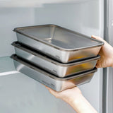 Large Stainless Steel Food Containers, Stainless Steel Dumpling Box, Rectangle Food Storage Box, Leak Proof Plastic Lid, Airtight Meat Storage Container, for Fridge, Kitchen, Dishwasher Safe Silver