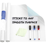 Dry Erase Sticker for Wall Tutuviw White Board Paper with 3 Markers Self-Adhesive Message Board Decal Cuttable Whiteboard Sticker Self-Adhesive White Board Roll Wallpaper for Office(17.7"×78.7")