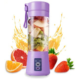Portable Electric USB Juicer Blender Cup, Mini Blender for Shakes, Smoothies and Juice, USB Rechargeable Blenders with 6 Blades, Handheld Blenders, for Sports Travel and Outdoors Purple