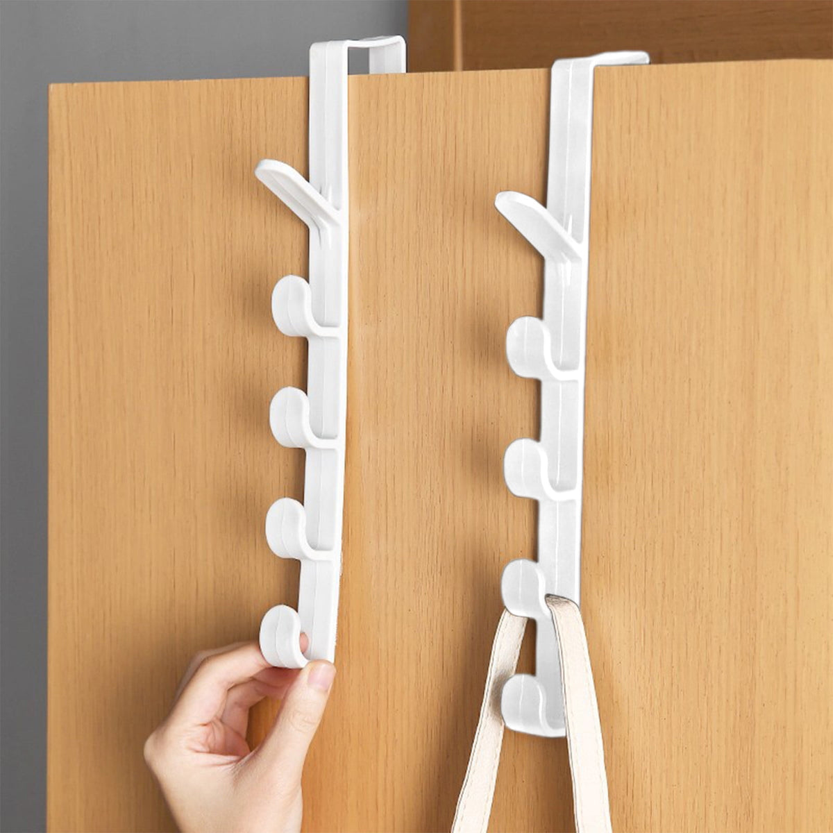 5 Layers Over the Door Hook, Hanging Clothes Rack, Organizer Rack, Hanger Backpack Handbag Door Hook, Hat Storage Rack, Strong Load-Bearing and Durable, Stylish and Practical White