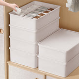 Sock Underwear Drawer Organzier Divider, 15 Compartments Removable Divided Plastic Storage Bin with Lid, Storage Organizer Sock Holders Organizers for Scarves Ties Belts(White) White