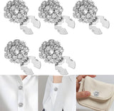 Rhinestone Button Cover Tutuviw 5 Pcs Golden Crystal Cover for Women Blouses Detachable Shirt Clips Buttons Crystal Fancy Buttons for Dress Suit Jeans Clothing DIY Holiday Decoration Embellishments Silver
